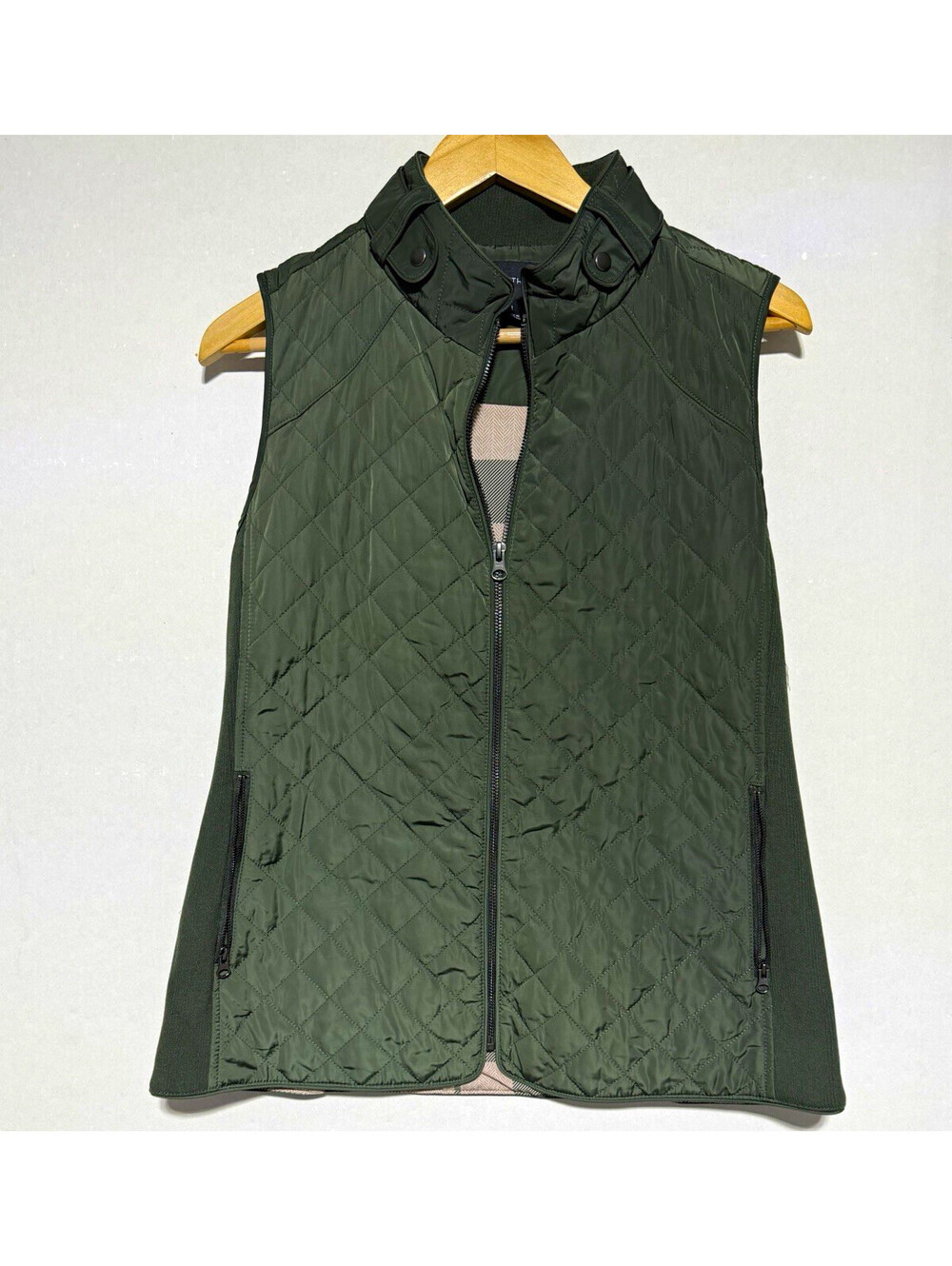41 Hawthorn Women’s Green Quilted Full Zip Vest Pockets Collar Size L